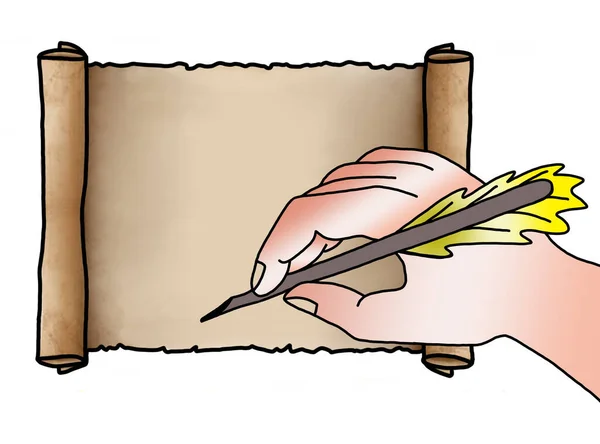 Pisać Długopisem Starej Kartce Papieru — Zdjęcie stockowe