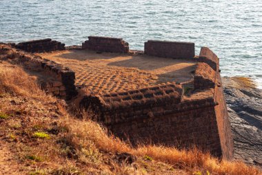 Artillery platform of Portuguese fort Aguada near Candolim in Goa state, India  clipart
