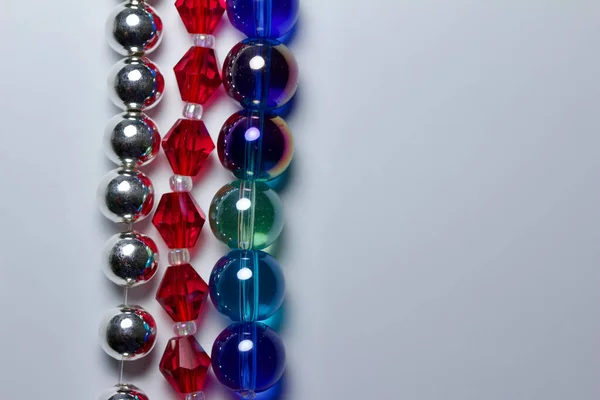 Macro Art Abstract Texture Background Colorful Defocused Necklace Beads Row — Stok Foto