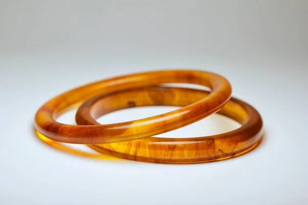 Close Abstract View Authentic Bakelite Baekelite Bangle Bracelets White Background — Stockfoto