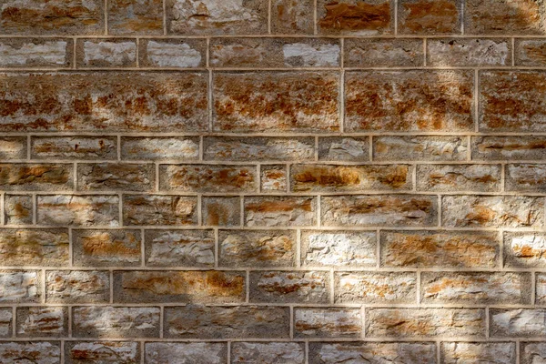 Antique 19Th Century Limestone Wall Texture Background Tuckpointing Mortar Restoration — Stock Photo, Image