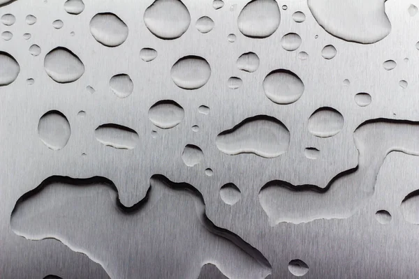 Arte Abstrata Textura Fundo Gotas Chuva Uma Superfície Lisa Aço — Fotografia de Stock