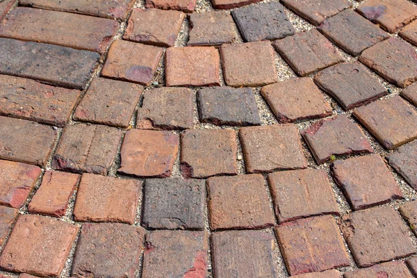 Close View Square Shape Red Brick Walking Path Pavers — Stock Photo, Image