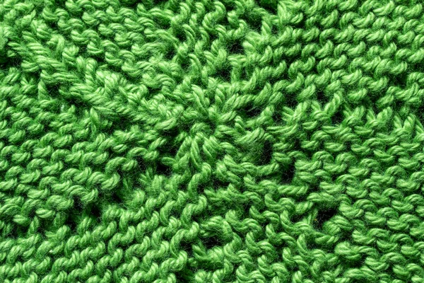 Повна Рамка Макро Абстрактного Текстури Фону Зеленої Ручної Язаної Пряжі — стокове фото