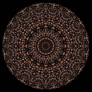 Kaleydoskop, kahve çekirdeğinden yapılmış mandala..