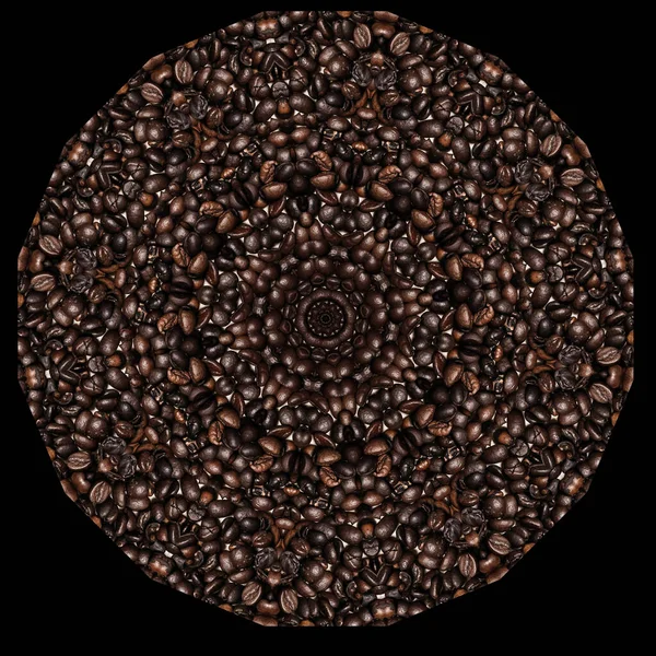 Kaleidoscope Mandala Made Coffee Beans — Stock Photo, Image
