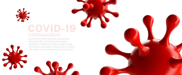 Covid Corona Virus Red Color White Background Illustration Global Outbreak — Stock Photo, Image
