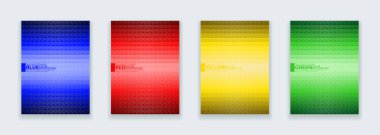 Soyut geometrik üçgen piramit seti. Birincil renkler poster tasarımı. Vektör illüstrasyonu.