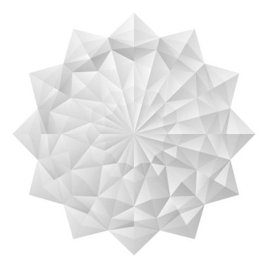 Beyaz 3 boyutlu geometrik çiçekler. Origami mandala tarzında düzenlenmiş. Vektör illüstrasyonu.