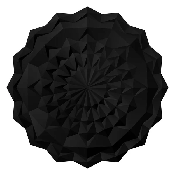 Flores Geométricas Negras Dispuesto Estilo Mandala Origami Ilustración Vectorial — Archivo Imágenes Vectoriales