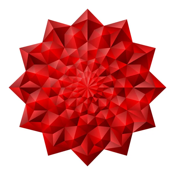 Κόκκινα Τρισδιάστατα Γεωμετρικά Λουλούδια Φτιαγμένο Στυλ Οριγκάμι Μαντάλα Εικονογράφηση Διανύσματος — Διανυσματικό Αρχείο