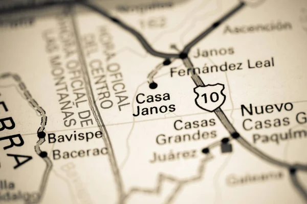 Casa Janos México Sobre Mapa — Fotografia de Stock