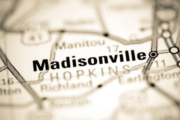 Madisonville 肯塔基州 地图上的美国 — 图库照片