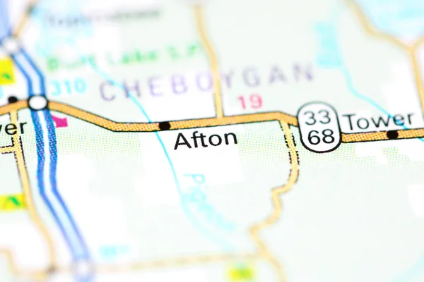 アフトン ミシガン州 地図上のアメリカ — ストック写真