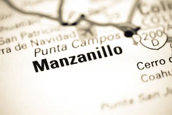 Manzanillo México Sobre Mapa — Fotografia de Stock