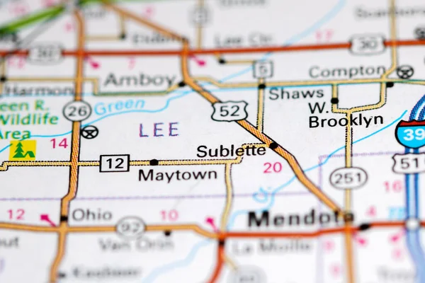 Sublette. Illinois. USA on a map