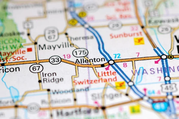 Allenton Wisconsin Eeuu Mapa — Foto de Stock