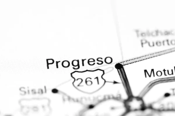 Progreso. Mexico on a map
