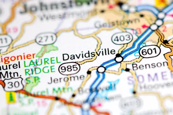 デイビッドビル ペンシルベニア州 地図上のアメリカ — ストック写真