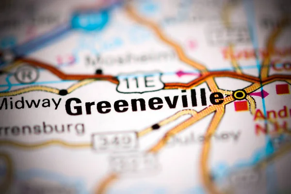 Greenville Tennessee Abd Coğrafya Haritasında — Stok fotoğraf