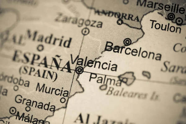 Valencia Europa Mapa Geográfico — Foto de Stock