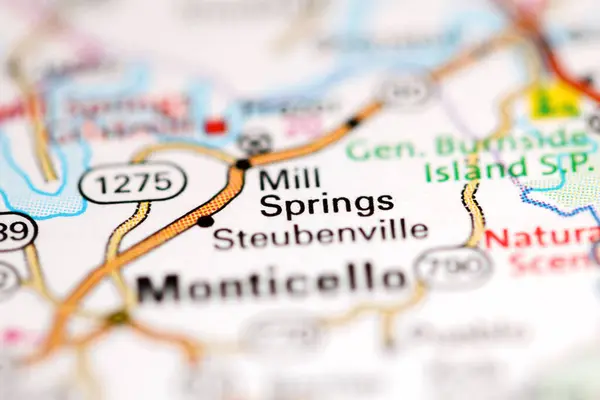 Mill Springs Kentucky Usa Mapě Geografie — Stock fotografie