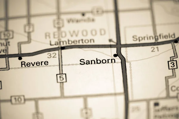 サンボーン ミネソタだ 地図上のアメリカ — ストック写真