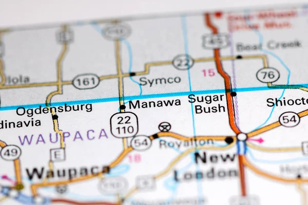 Manawa Vagyok Wisconsinban Usa Térképen — Stock Fotó