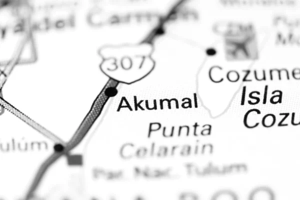 Akumal. Mexico on a map