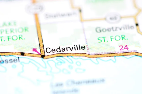 Cedarville Michigan Eua Sobre Mapa — Fotografia de Stock