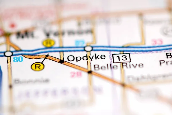 Opdyke Illinois Usa Auf Einer Geografischen Karte — Stockfoto