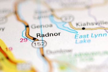 Radnor. West Virginia. USA on a geography map clipart