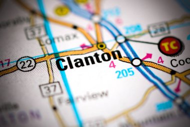 Clanton. Alabama 'da. ABD haritada