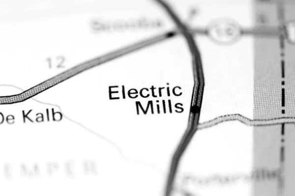 Electric Mills. Mississippi. USA on a map