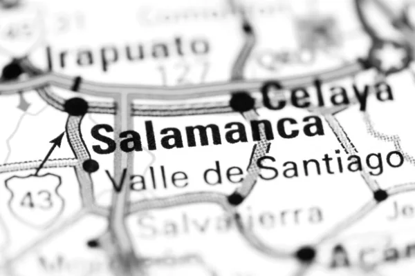 Salamanca. Mexico on a map