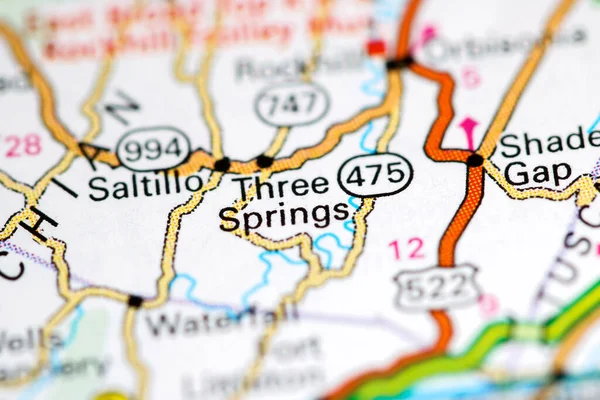 Three Springs. Pennsylvania. USA on a map