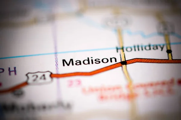 麦迪逊Madison 密苏里地图上的美国 — 图库照片