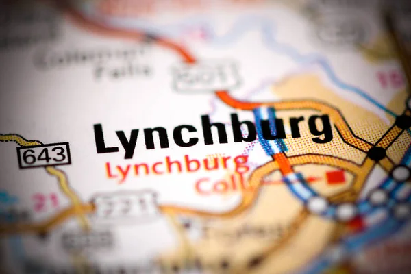 Lynchburg Virginia Eeuu Mapa Geográfico — Foto de Stock