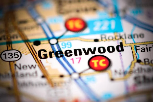 Greenwodd Indiana Eua Sobre Mapa Geografia — Fotografia de Stock