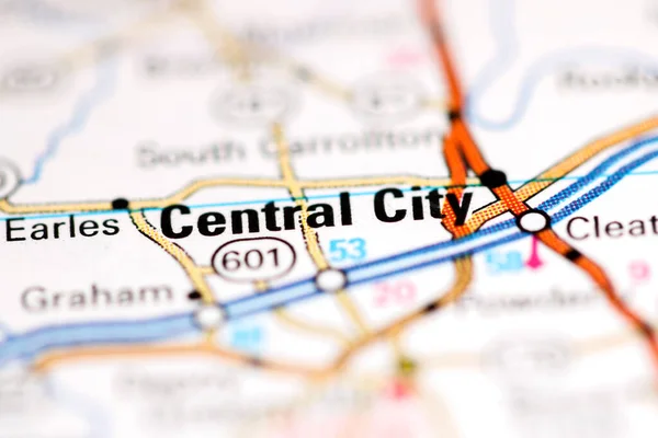 Central City Kentucky Abd Coğrafya Haritasında — Stok fotoğraf
