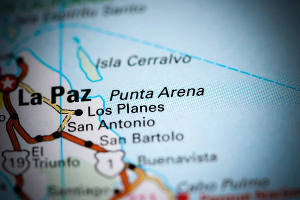 Punta Arena. Mexico on a map