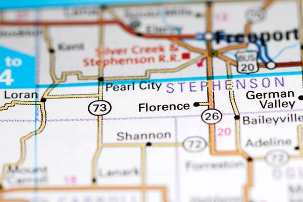 Florence. Illinois. USA on a map