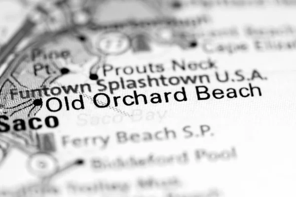 老Orchard海滩缅因州地图上的美国 — 图库照片