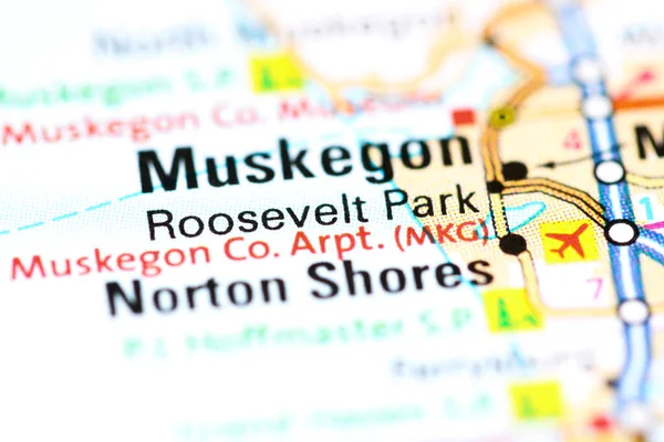 Roosevelt Park. Michigan. USA on a map