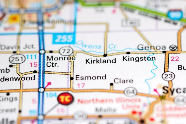 Kirkland. Illinois. USA on a map