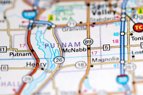 McNabb. Illinois. USA on a map