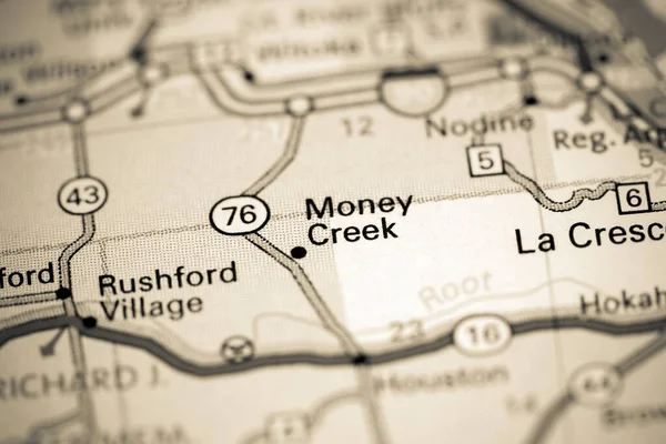 Money Creek. Iowa. USA on a map