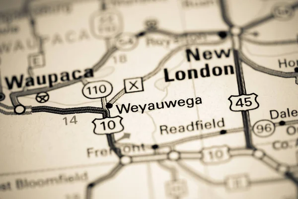 Weyauwega Vagyok Wisconsinban Usa Térképen — Stock Fotó