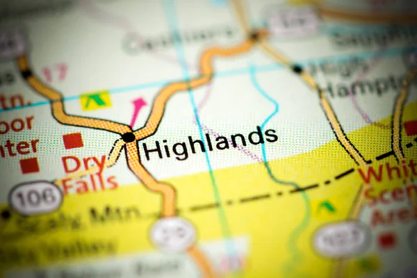 Highlands Carolina Norte Eua Sobre Mapa — Fotografia de Stock