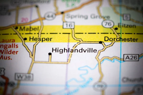 Highlandville Ben Iowában Usa Térképen — Stock Fotó